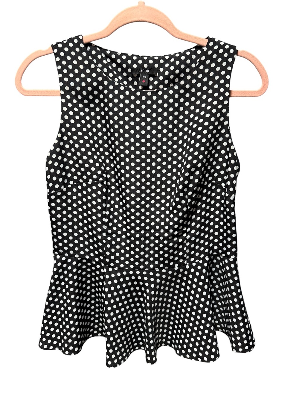 Jacob Black & White Polka Dot Peplum top